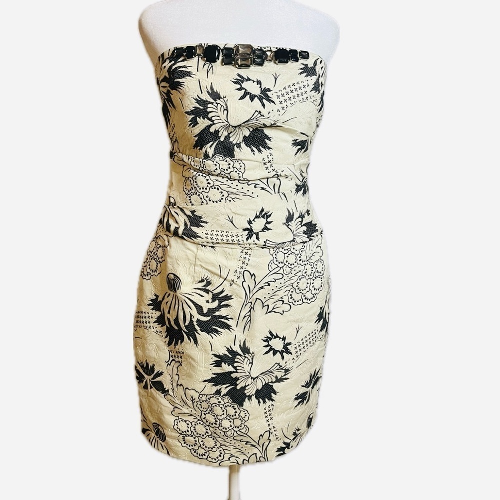 Kay Unger New York Strapless Mixed Media Cocktail Dress - Size 10